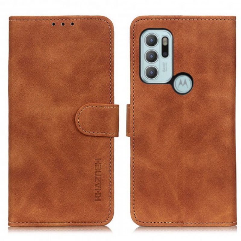 Folio-hoesje voor Moto G60S Khazneh Vintage Leereffect