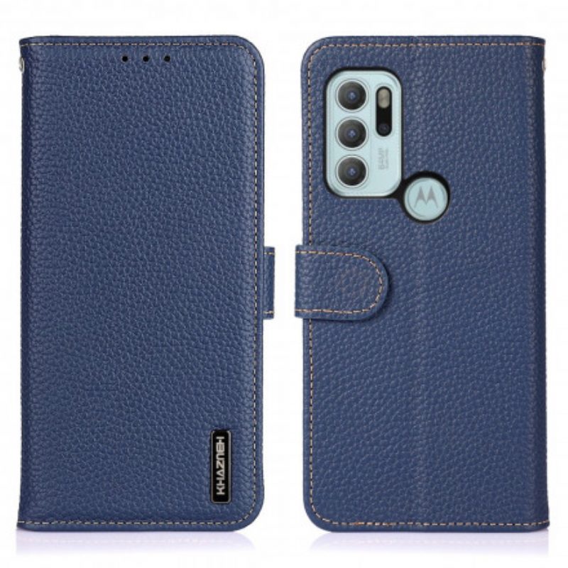 Leren Hoesje voor Moto G60S Khazneh Lychee Leer