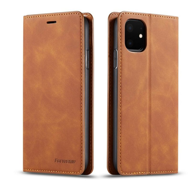 Bescherming Hoesje voor iPhone 11 Folio-hoesje Forwenw Ledereffect