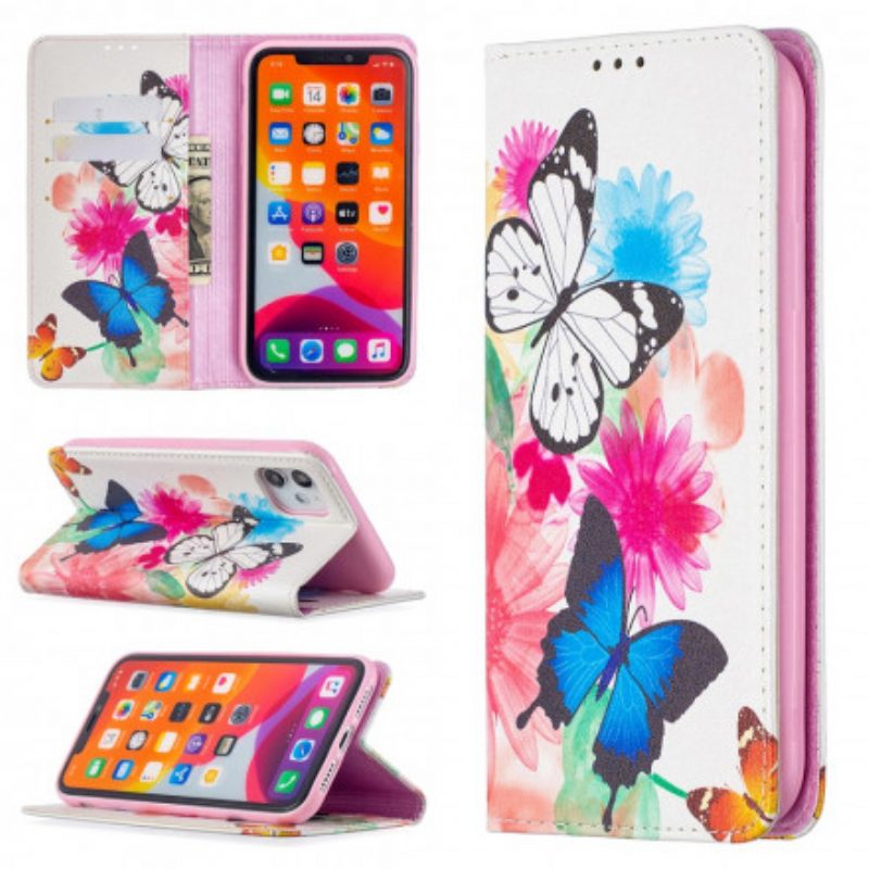 Bescherming Hoesje voor iPhone 11 Folio-hoesje Kleurrijke Vlinders