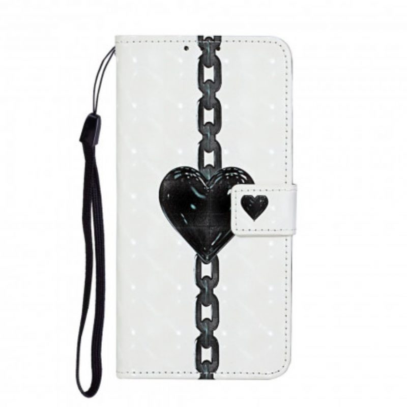 Flip Case voor iPhone 11 Met Ketting Geketend Hart Verstelbare Riem