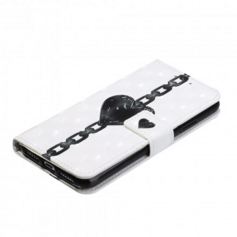 Flip Case voor iPhone 11 Met Ketting Geketend Hart Verstelbare Riem