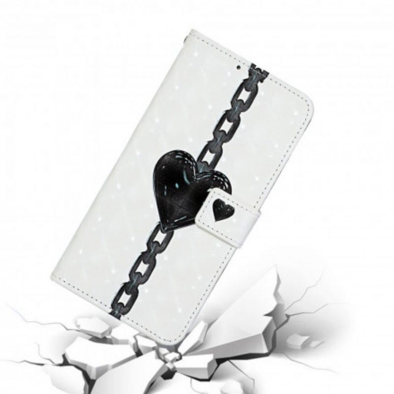 Flip Case voor iPhone 11 Met Ketting Geketend Hart Verstelbare Riem