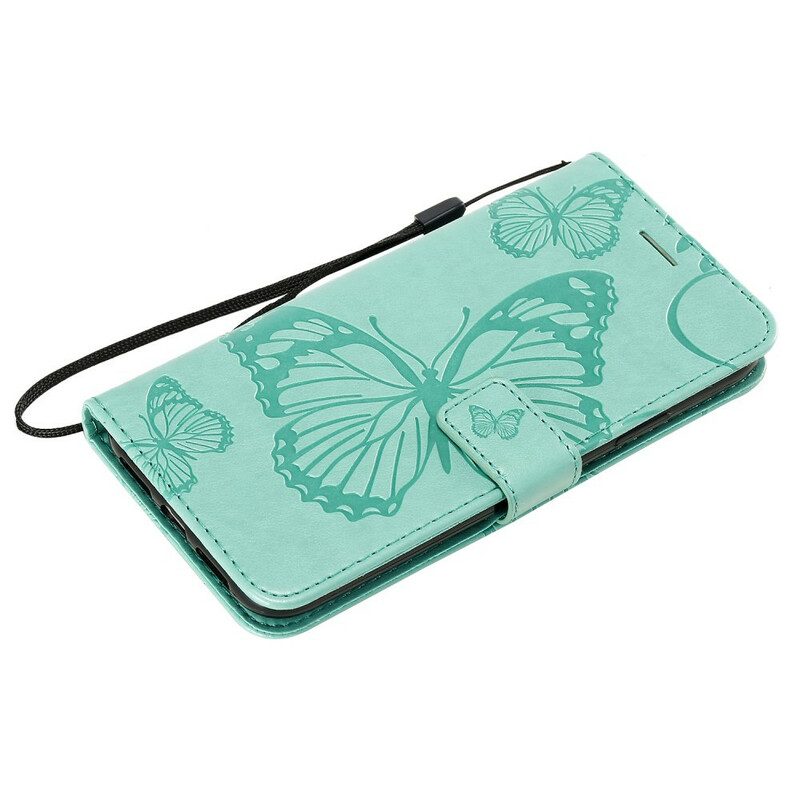 Flip Case voor iPhone 11 Met Ketting Gigantische Riemvlinders