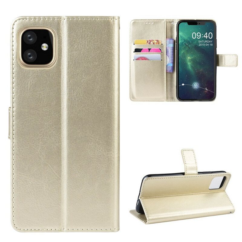 Flip Case voor iPhone 11 Met Ketting Strappy In Leereffectkleur