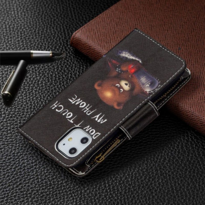 Folio-hoesje voor iPhone 11 Beer Met Ritssluiting