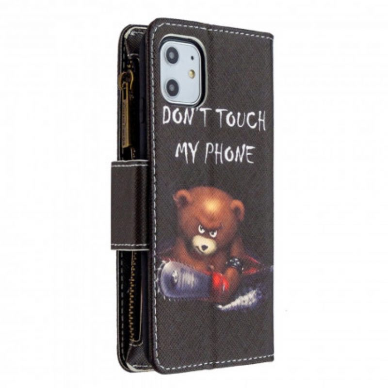 Folio-hoesje voor iPhone 11 Beer Met Ritssluiting