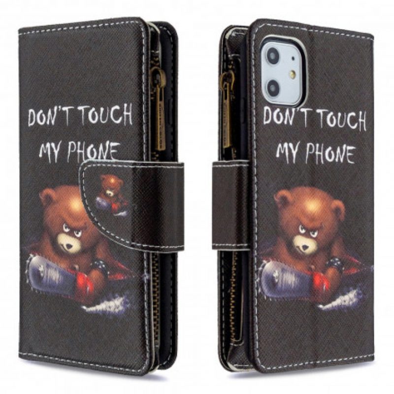 Folio-hoesje voor iPhone 11 Beer Met Ritssluiting