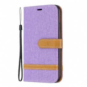 Folio-hoesje voor iPhone 11 Met Ketting Band Van Stof En Leereffect