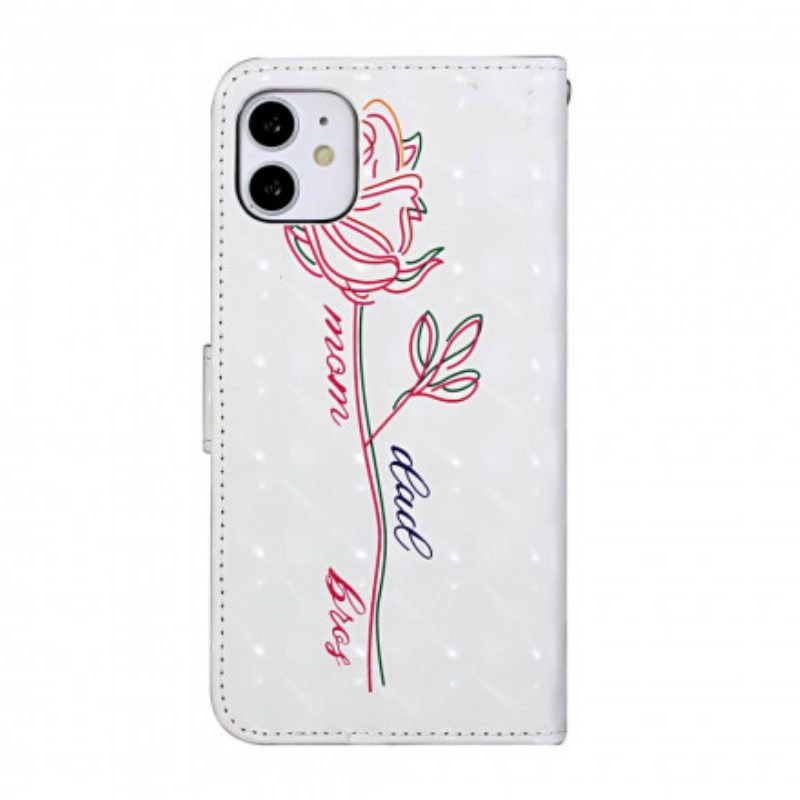 Folio-hoesje voor iPhone 11 Met Ketting Bloem Verstelbare Riem