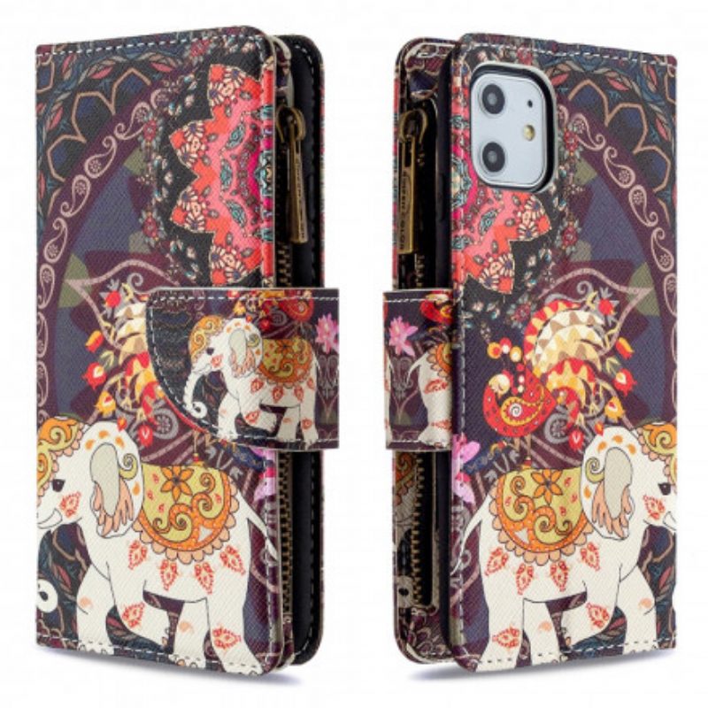 Folio-hoesje voor iPhone 11 Olifantenzak Met Ritssluiting