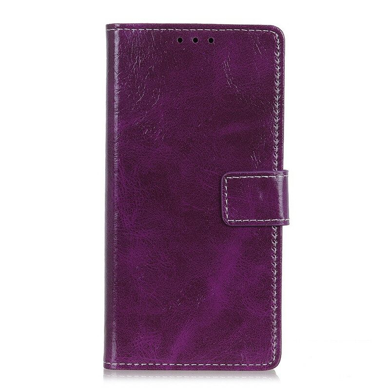 Folio-hoesje voor iPhone 11 Retro Stiksels Met Leereffect