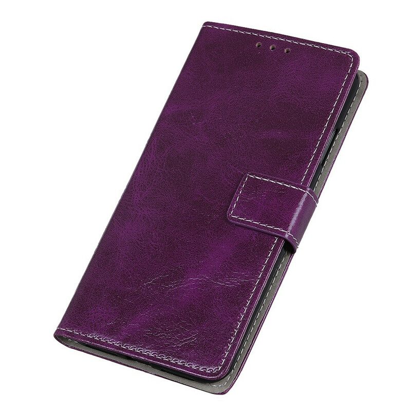 Folio-hoesje voor iPhone 11 Retro Stiksels Met Leereffect