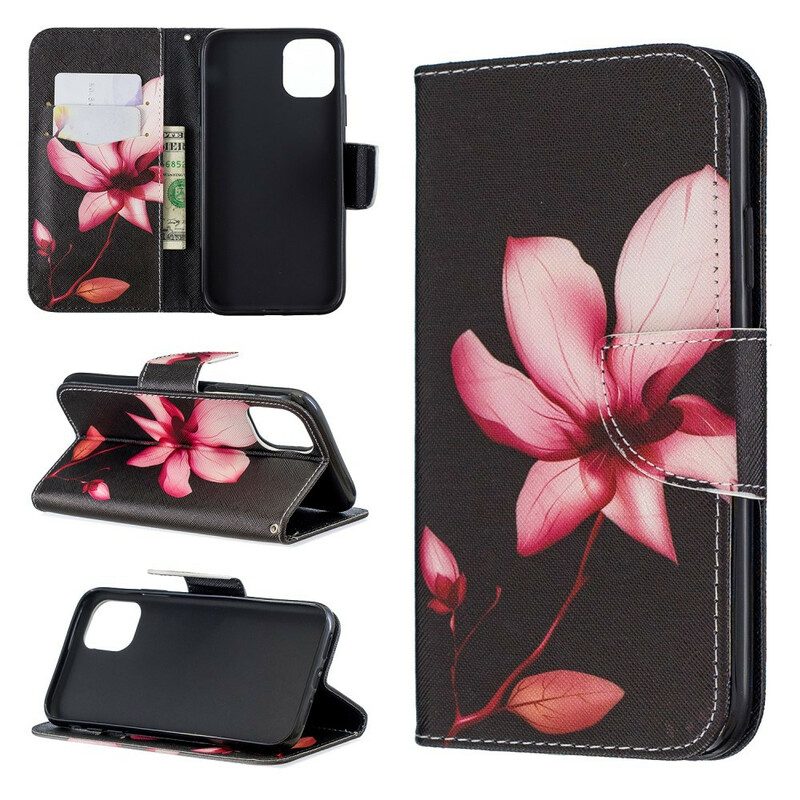 Folio-hoesje voor iPhone 11 Roze Bloem