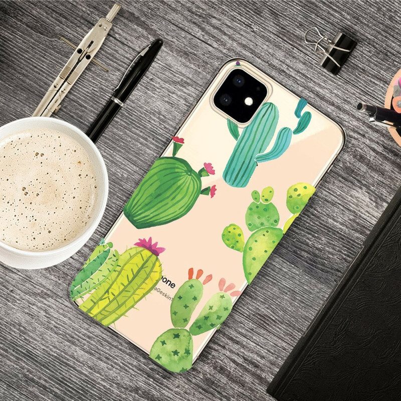 Hoesje voor iPhone 11 Aquarel Cactussen