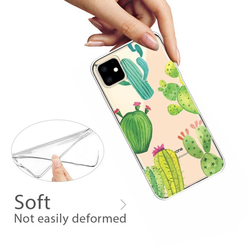 Hoesje voor iPhone 11 Aquarel Cactussen