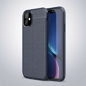 Hoesje voor iPhone 11 Dubbellijnig Litchi-leereffect