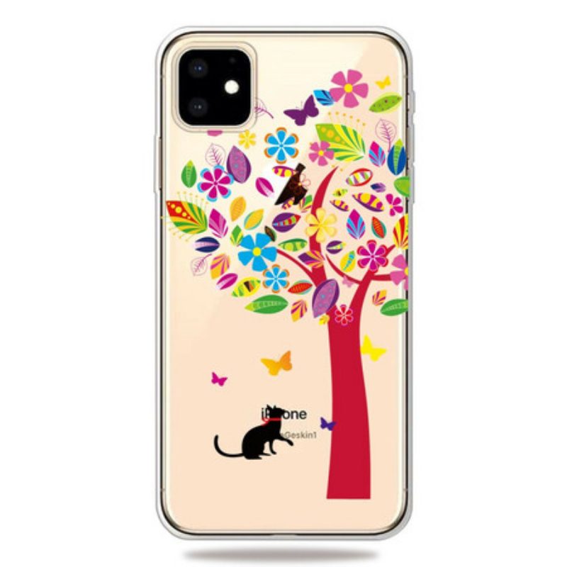 Hoesje voor iPhone 11 Kat Onder De Kleurrijke Boom