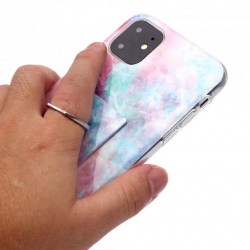 Hoesje voor iPhone 11 Marmeren Ontwerp Met Ringondersteuning