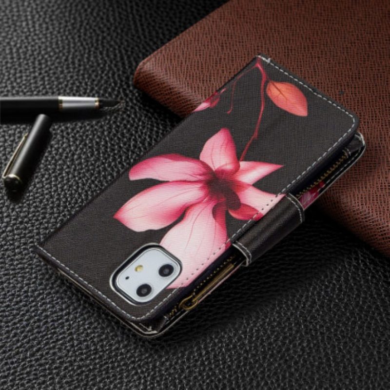 Leren Hoesje voor iPhone 11 Bloemzak Met Ritssluiting