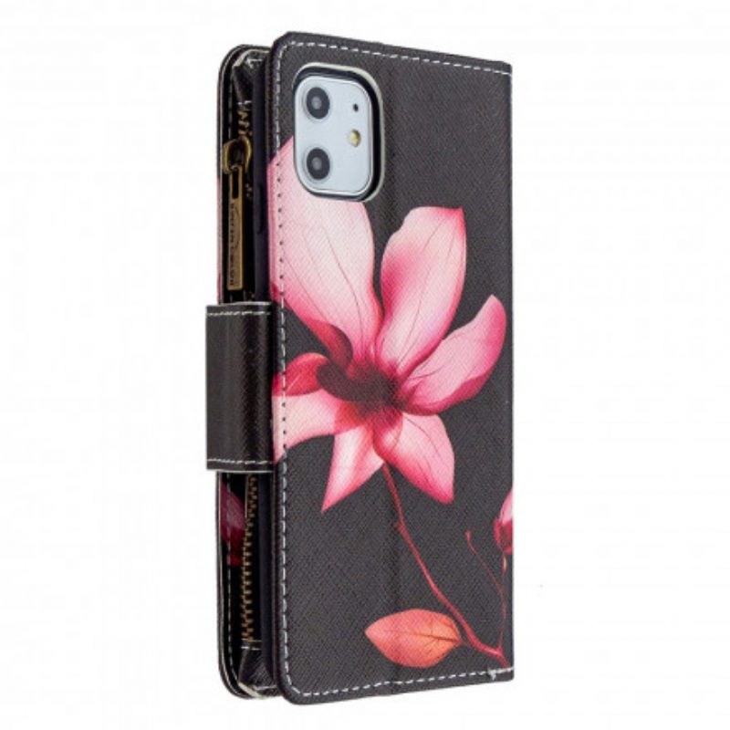 Leren Hoesje voor iPhone 11 Bloemzak Met Ritssluiting