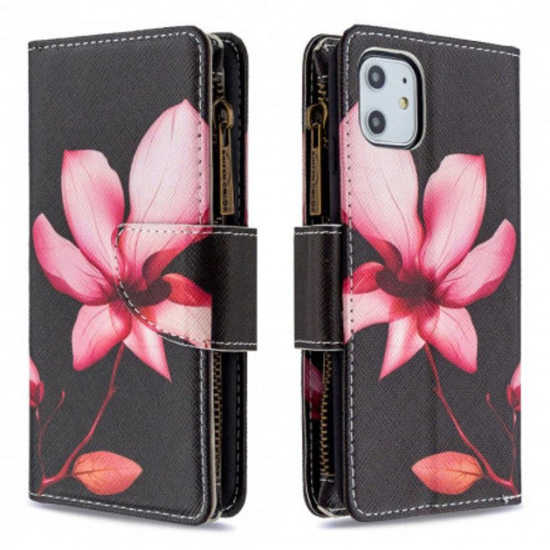 Leren Hoesje voor iPhone 11 Bloemzak Met Ritssluiting