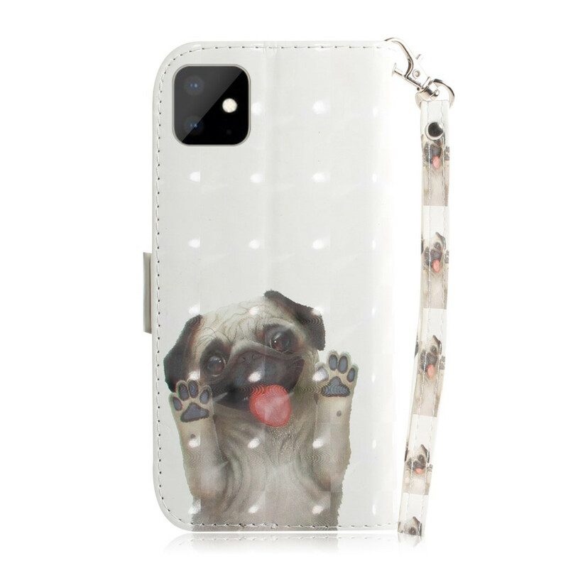 Leren Hoesje voor iPhone 11 Met Ketting Hou Van Mijn Hondenriem