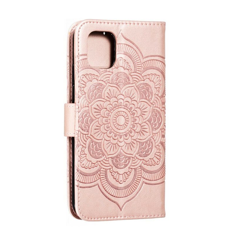 Leren Hoesje voor iPhone 11 Met Ketting Mandala Met Volledige Riem