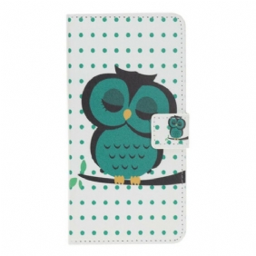 Leren Hoesje voor iPhone 11 Slapende Uil