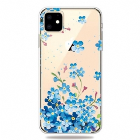 Telefoonhoesje voor iPhone 11 Boeket Van Blauwe Bloemen