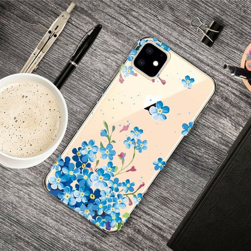 Telefoonhoesje voor iPhone 11 Boeket Van Blauwe Bloemen