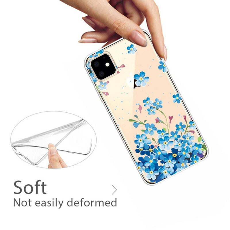 Telefoonhoesje voor iPhone 11 Boeket Van Blauwe Bloemen