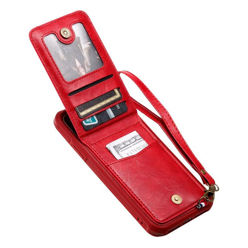 Telefoonhoesje voor iPhone 11 Folio-hoesje Opvouwbare Kaarthouder Met Lanyard