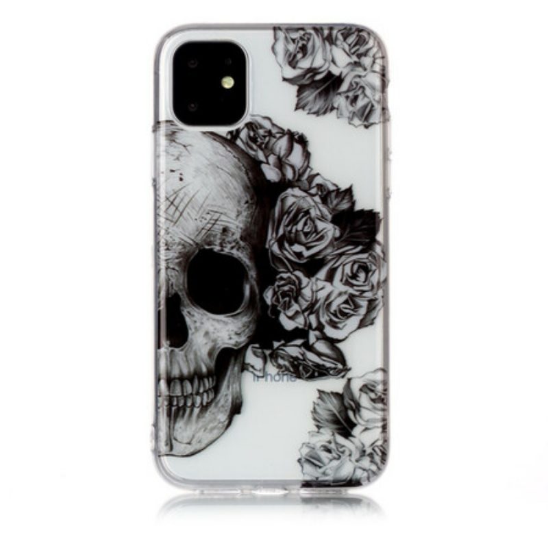 Telefoonhoesje voor iPhone 11 Transparante Bloemenschedel