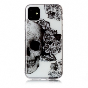 Telefoonhoesje voor iPhone 11 Transparante Bloemenschedel