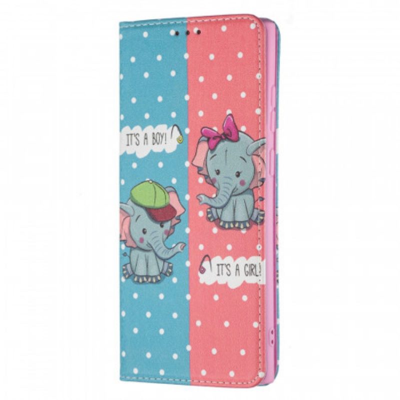 Bescherming Hoesje voor Samsung Galaxy S22 Ultra 5G Folio-hoesje Baby Olifanten