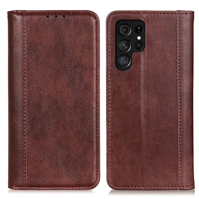 Bescherming Hoesje voor Samsung Galaxy S22 Ultra 5G Folio-hoesje Elegantie Split Litchi Leer