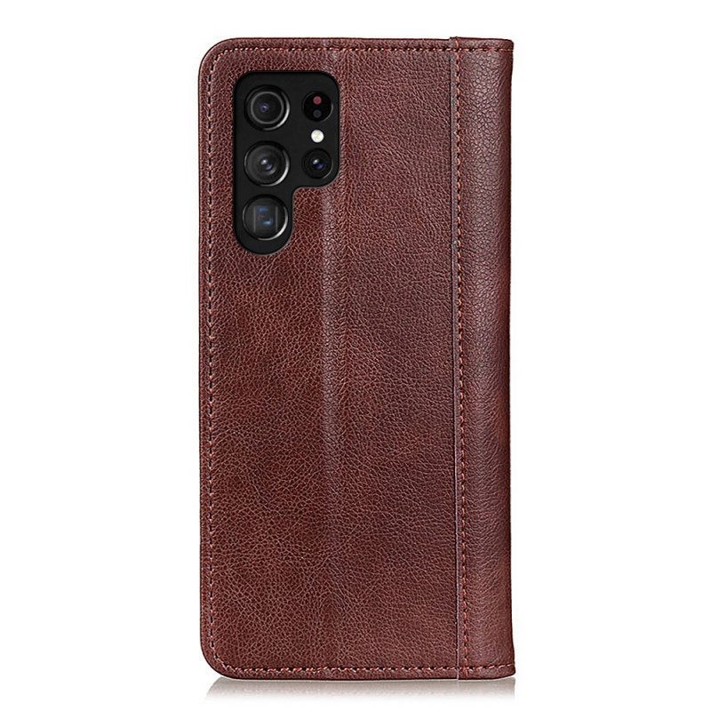 Bescherming Hoesje voor Samsung Galaxy S22 Ultra 5G Folio-hoesje Elegantie Split Litchi Leer