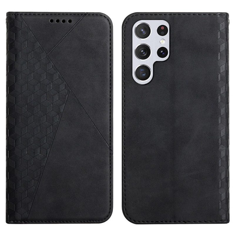 Bescherming Hoesje voor Samsung Galaxy S22 Ultra 5G Folio-hoesje Geo Leereffect