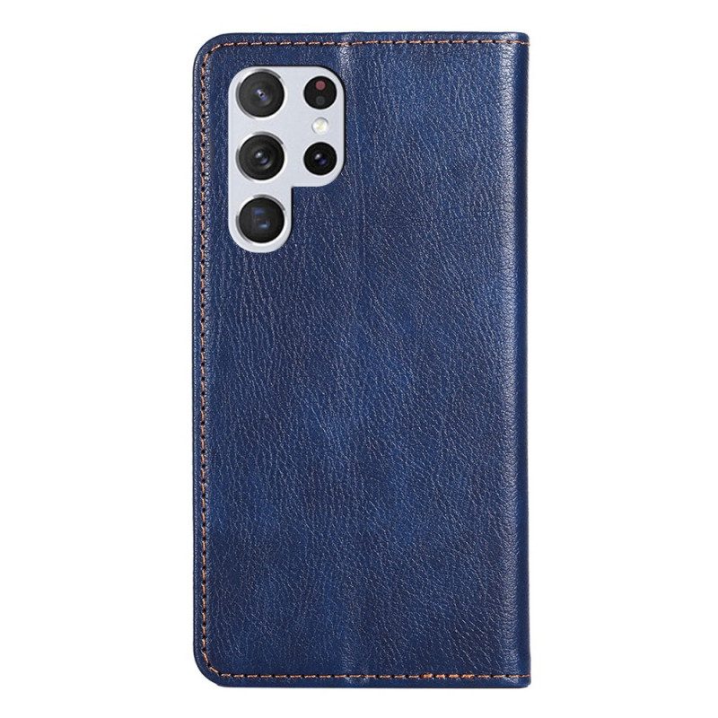 Bescherming Hoesje voor Samsung Galaxy S22 Ultra 5G Folio-hoesje Kunstleer Stiksels