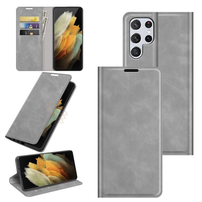 Bescherming Hoesje voor Samsung Galaxy S22 Ultra 5G Folio-hoesje Stijl Lederen Ontwerp