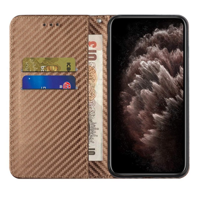 Bescherming Hoesje voor Samsung Galaxy S22 Ultra 5G Met Ketting Folio-hoesje Band Van Koolstofvezel