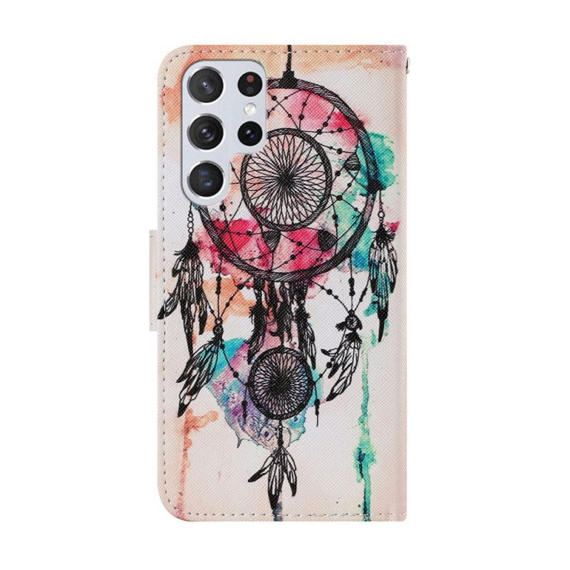 Flip Case voor Samsung Galaxy S22 Ultra 5G Dromenvanger Aquarel