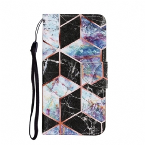 Flip Case voor Samsung Galaxy S22 Ultra 5G Geometrisch Marmer