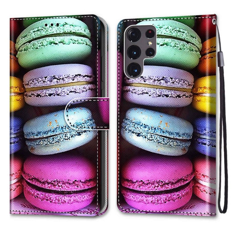 Flip Case voor Samsung Galaxy S22 Ultra 5G Macarons