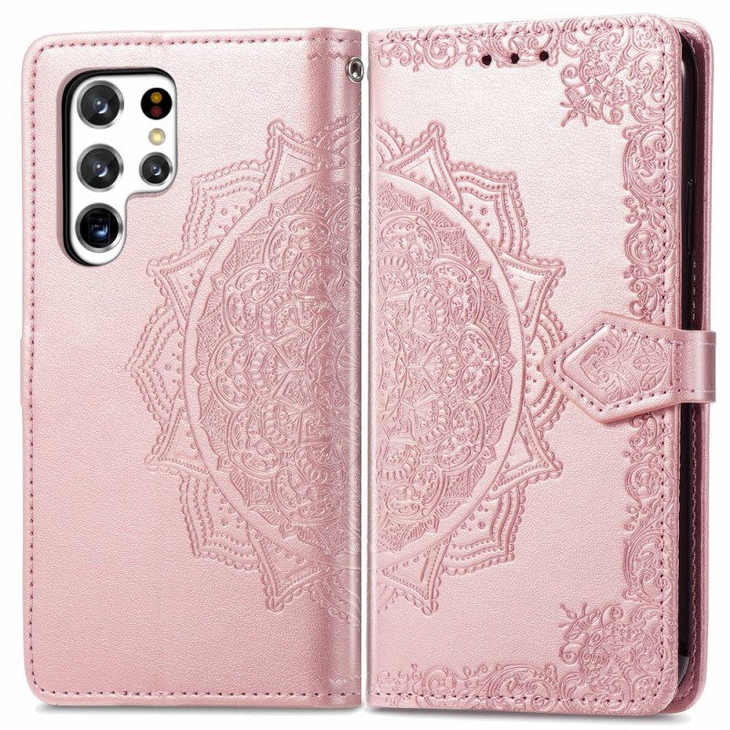 Flip Case voor Samsung Galaxy S22 Ultra 5G Mandala Middeleeuwen