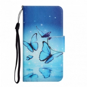 Folio-hoesje voor Samsung Galaxy S22 Ultra 5G Blauwe Vlinders