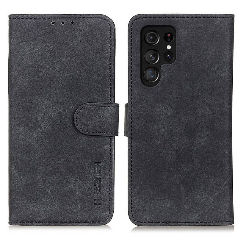 Folio-hoesje voor Samsung Galaxy S22 Ultra 5G Khazneh Vintage Leereffect