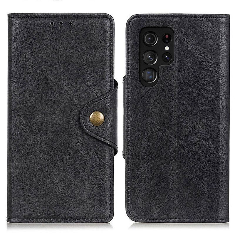 Folio-hoesje voor Samsung Galaxy S22 Ultra 5G Knoop Van Imitatieleer