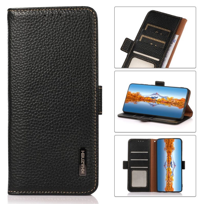 Folio-hoesje voor Samsung Galaxy S22 Ultra 5G Lychee Leer Khazneh Rfid